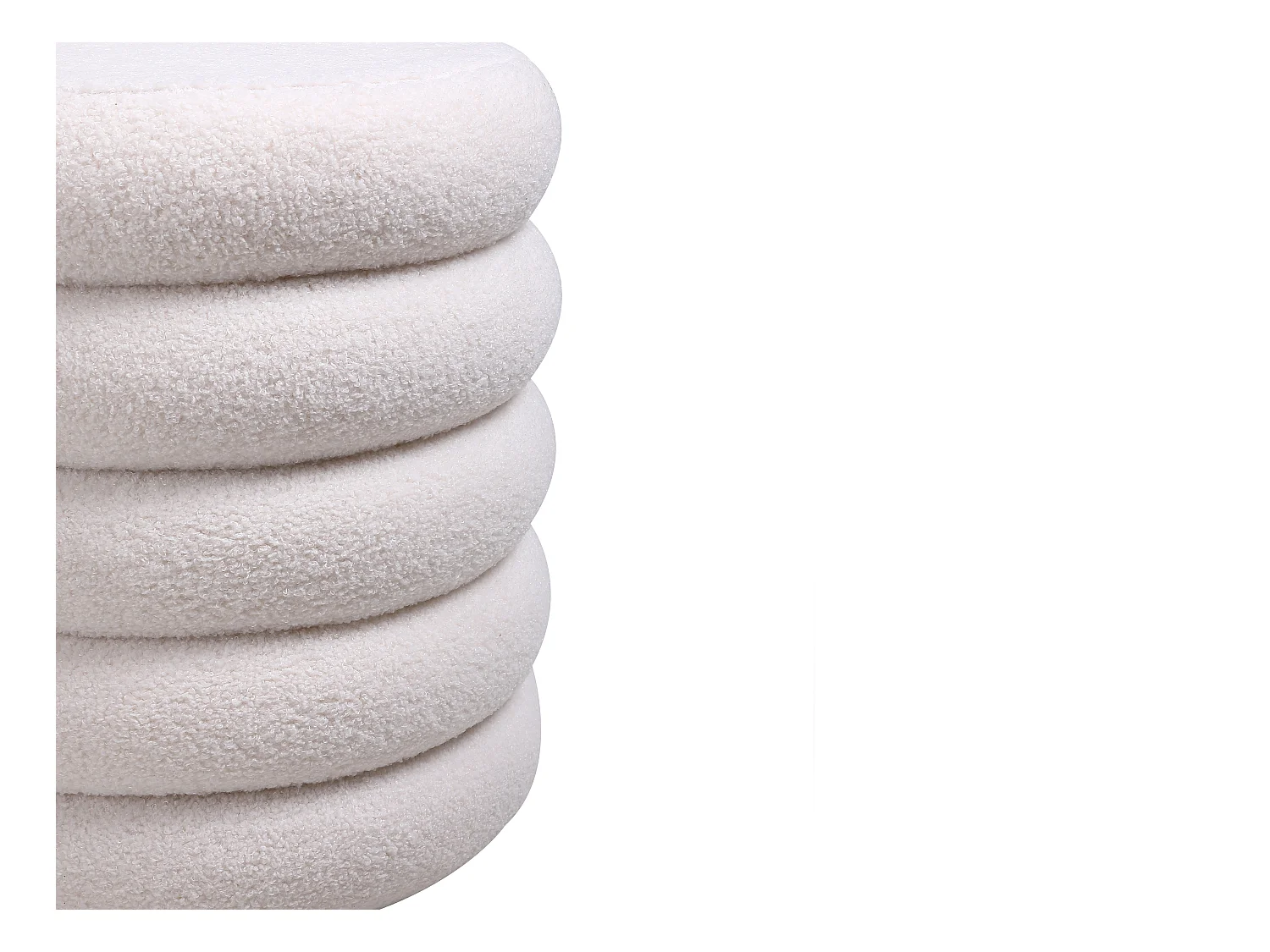 Pouf en tissu bouclette blanc ECAMBI