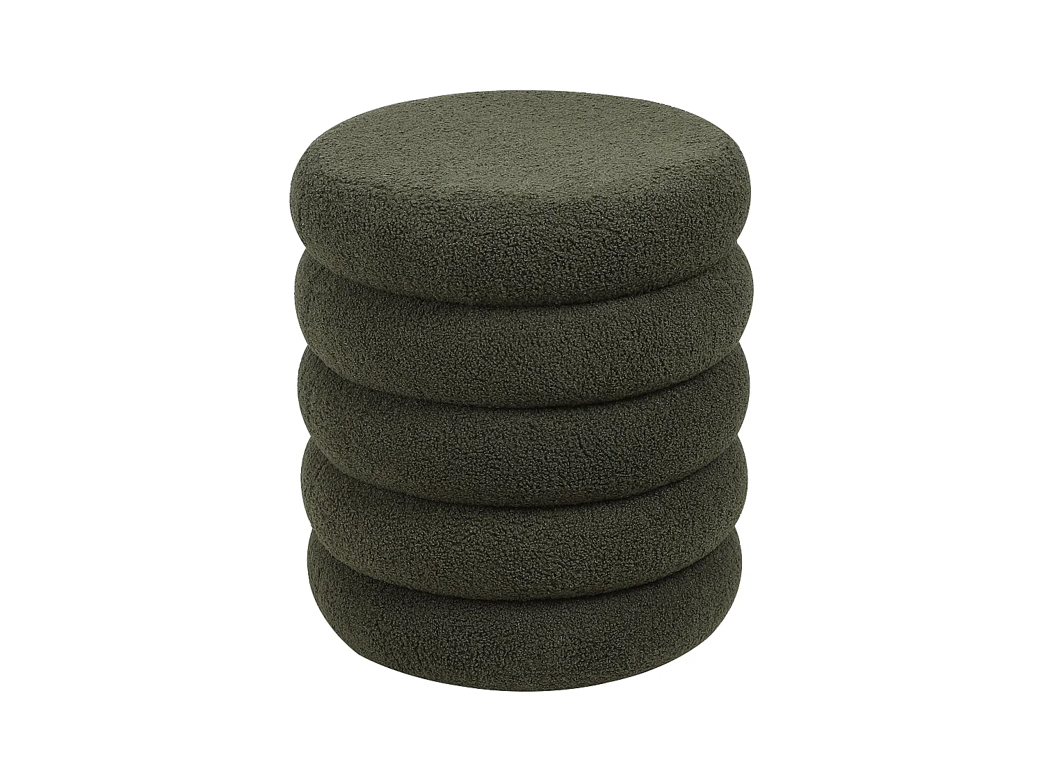 Puf de tela de rizo verde pino ECAMBI