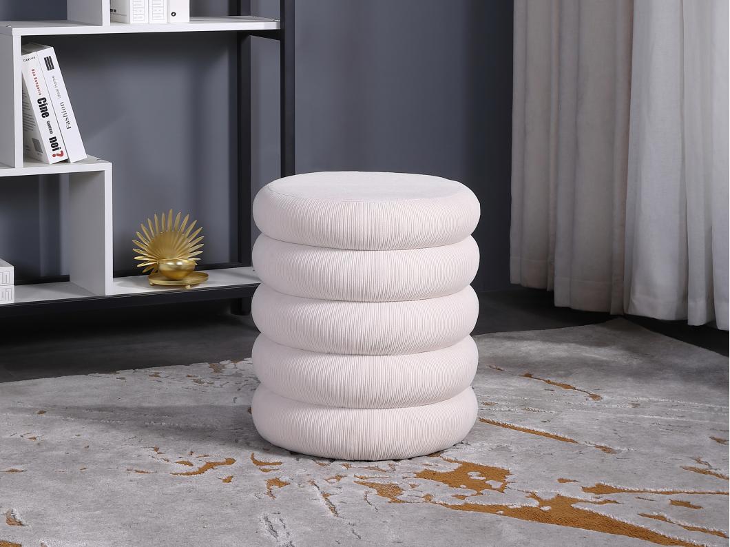 Hocker aus cremefarbenem Cord - ECAMBI