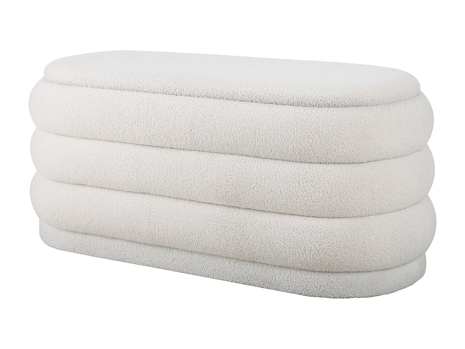 Banc coffre - Tissu bouclette - Blanc - ECAMBI