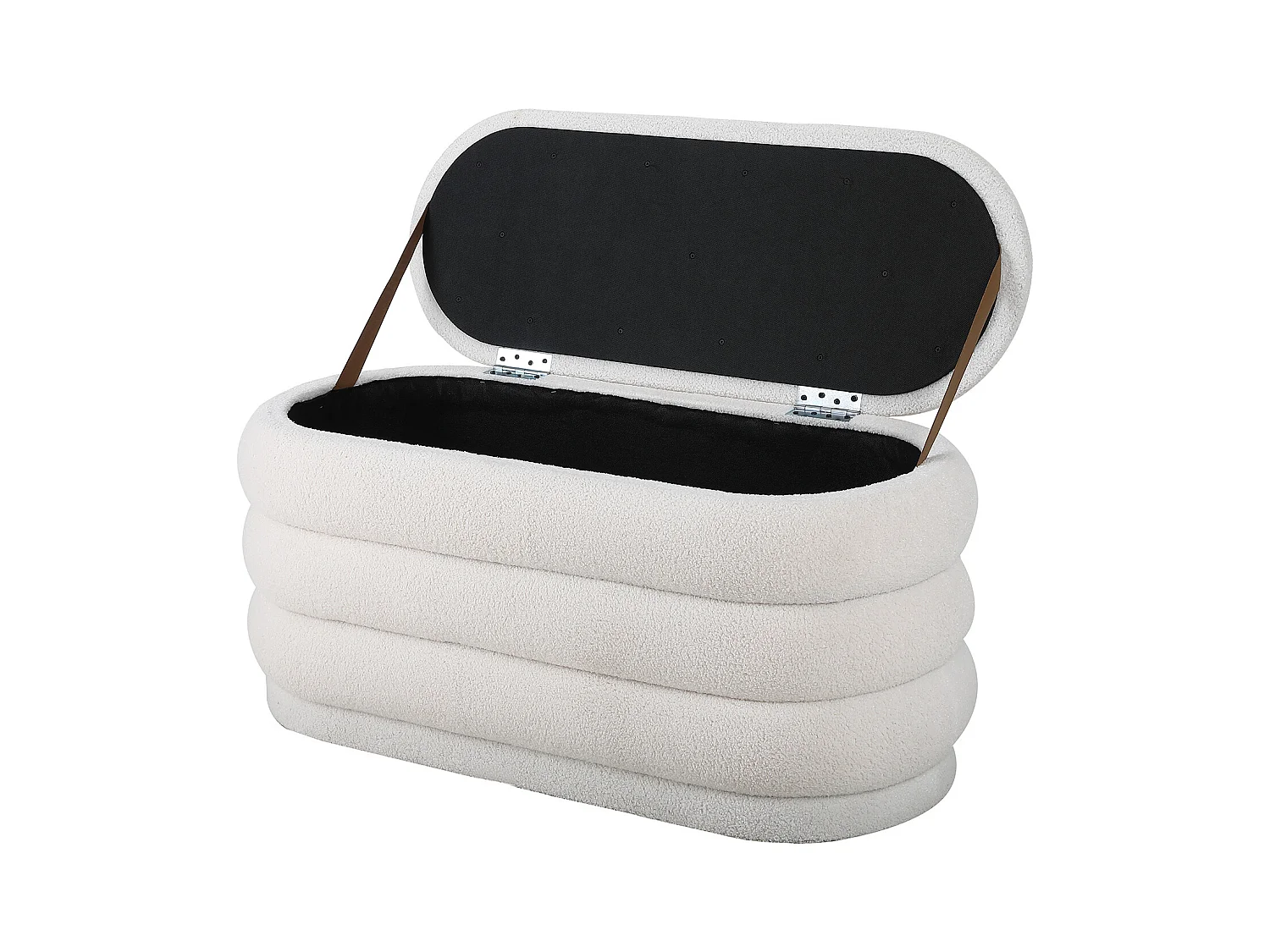 Banc coffre - Tissu bouclette - Blanc - ECAMBI