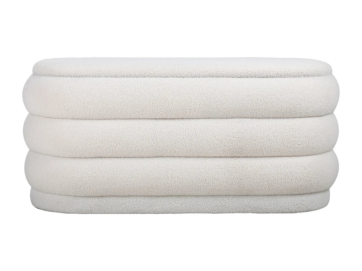 Banc coffre - Tissu bouclette - Blanc - ECAMBI