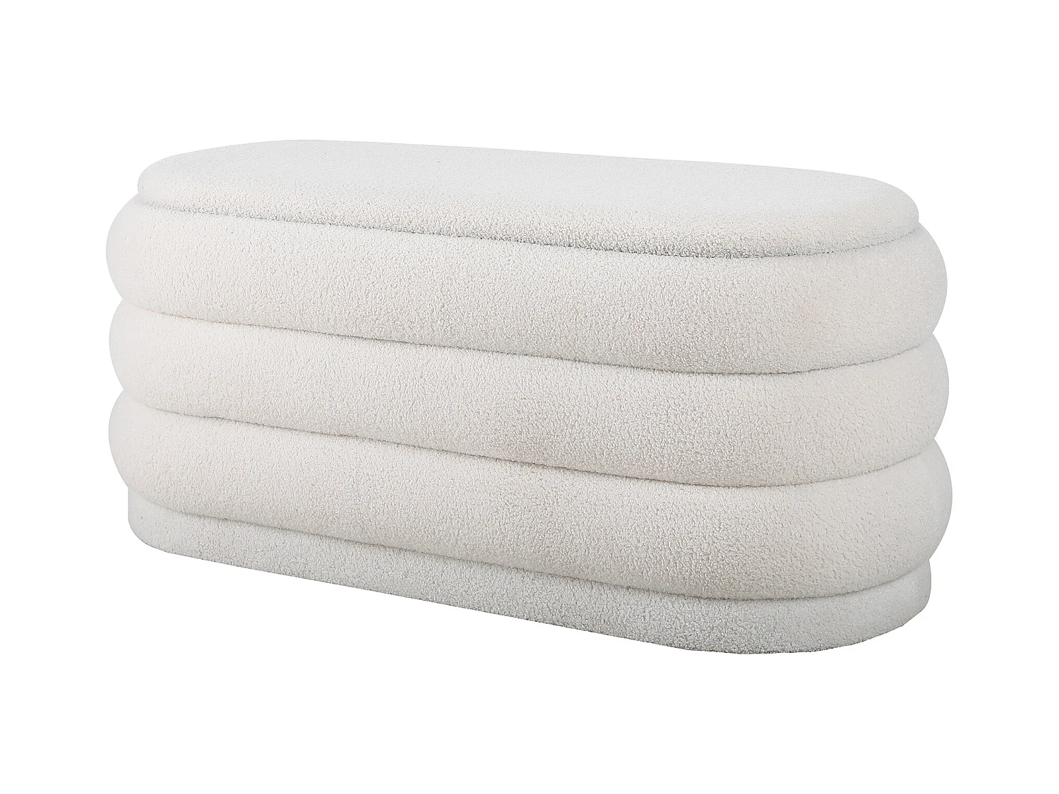 Banktruhe - Bouclé-Stoff - Weiß - ECAMBI