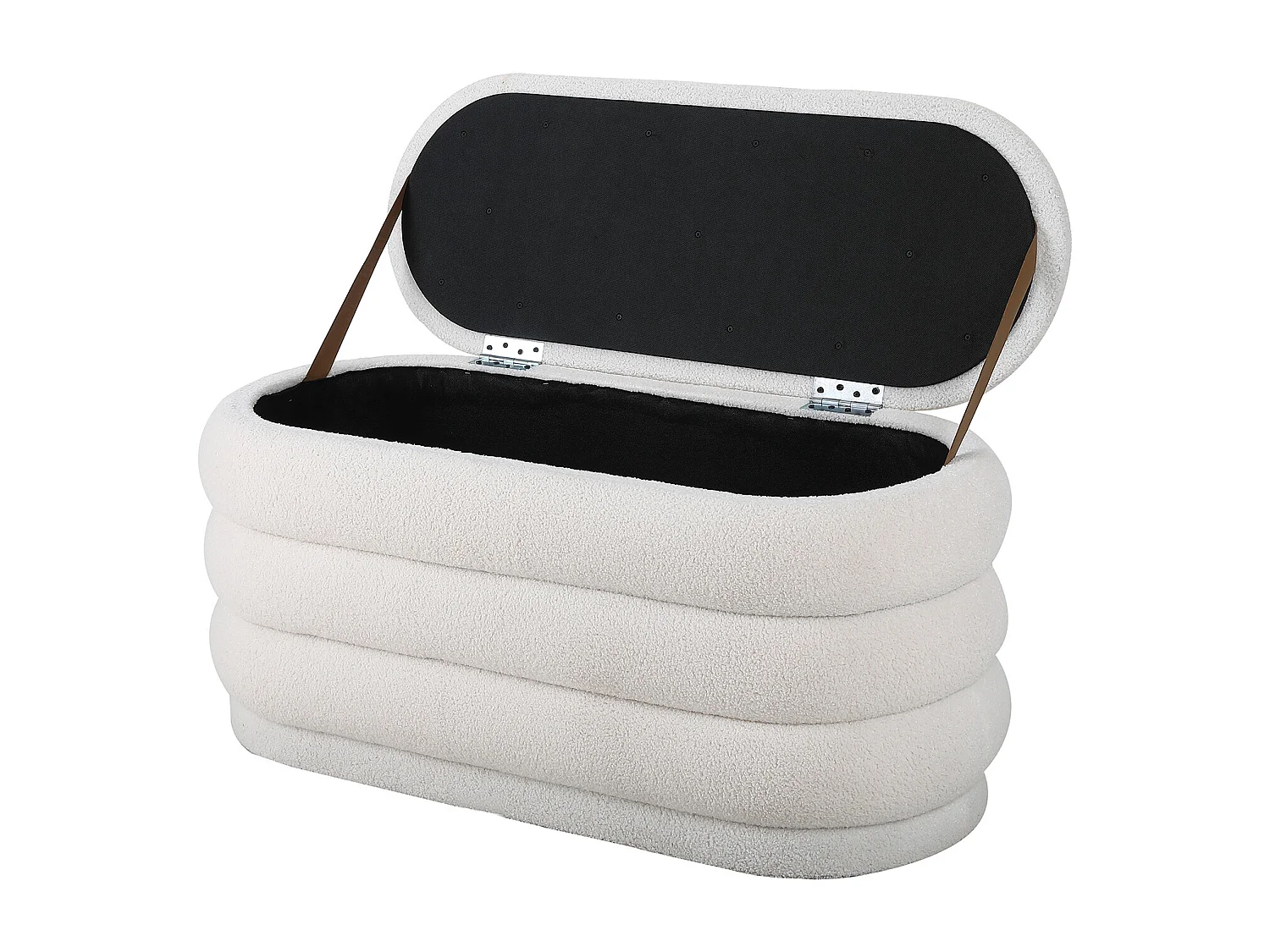 Banktruhe - Bouclé-Stoff - Weiß - ECAMBI