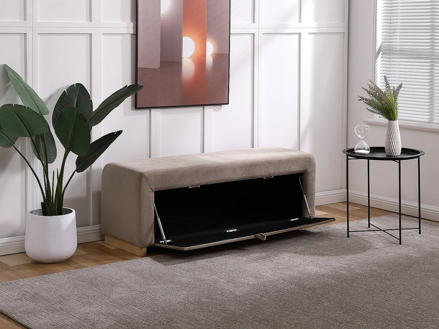 Banc coffre - Velours - Taupe - CAPINO