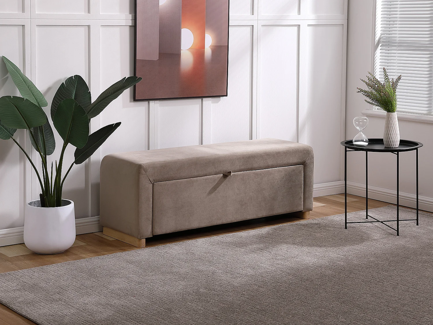 Banc coffre - Velours - Taupe - CAPINO