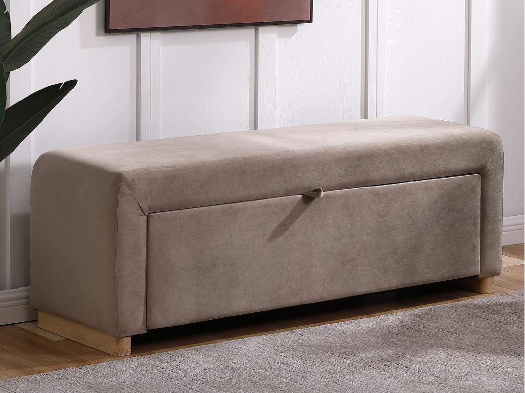 Banc coffre - Velours - Taupe - CAPINO