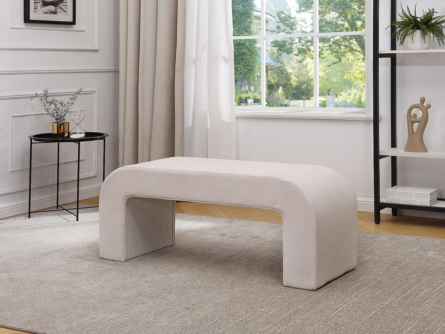 Banc en velours côtelé - Crème - CALVELO