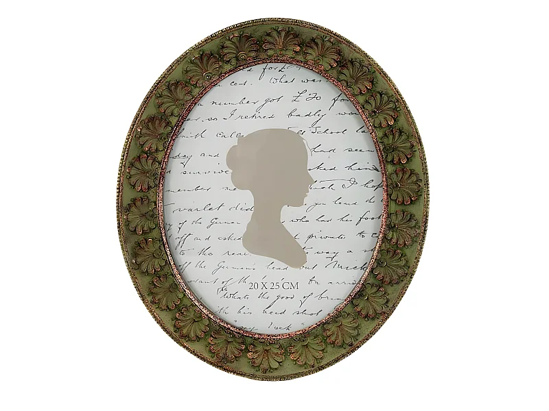 Marco para fotos ovalado estilo barroco verde