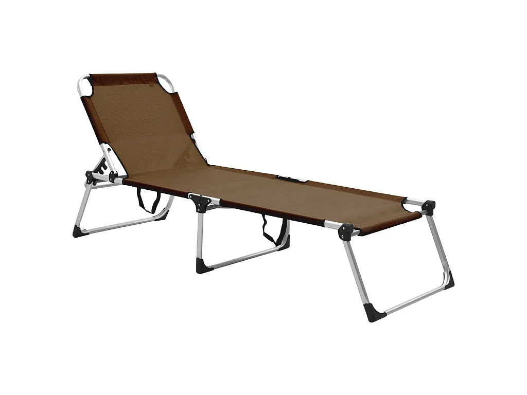 Chaise longue pliable extra haute pour seniors Marron Aluminium