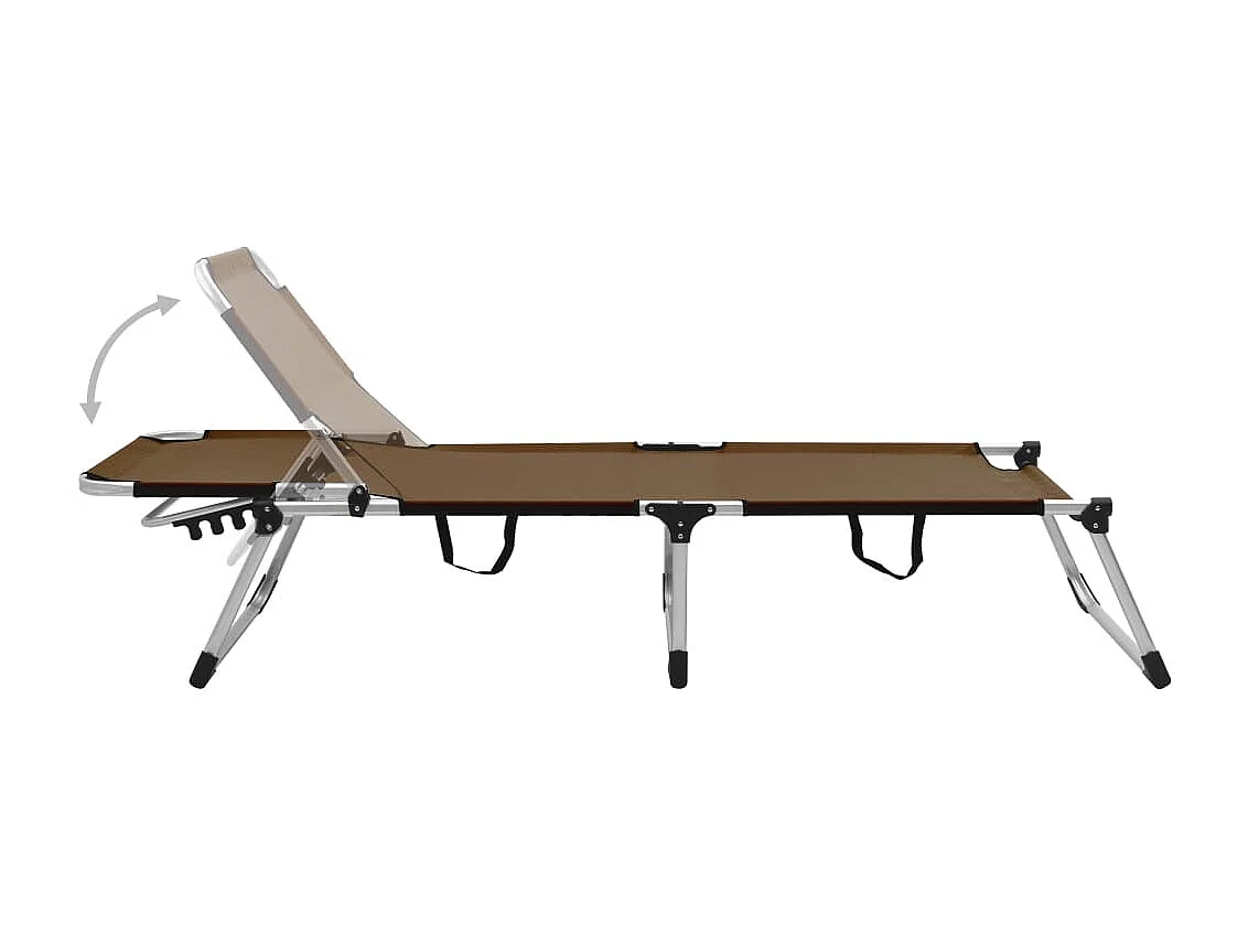 Chaise longue pliable extra haute pour seniors Marron Aluminium