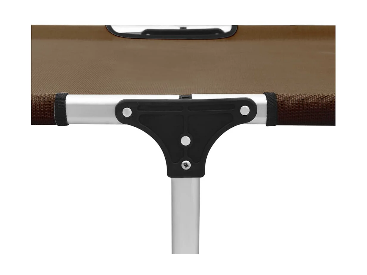 Chaise longue pliable extra haute pour seniors Marron Aluminium