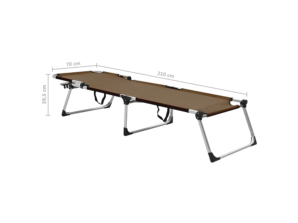 Chaise longue pliable extra haute pour seniors Marron Aluminium