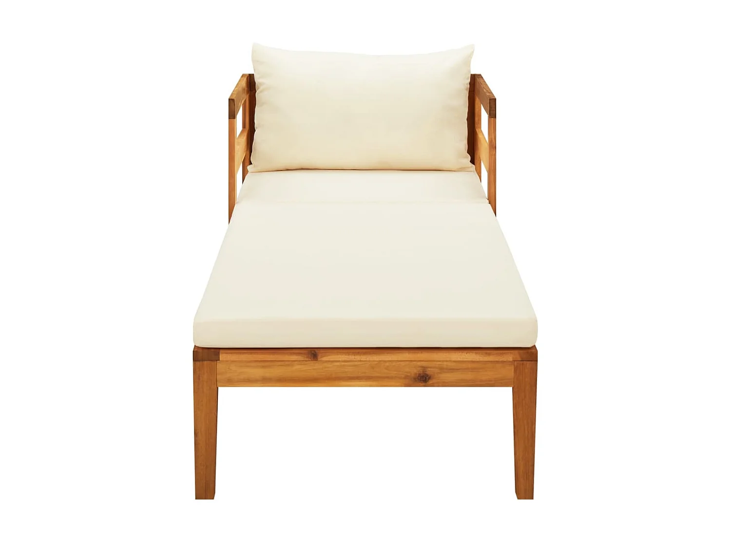 Espreguiçadeira com almofadas branco creme Madeira maciça de acácia