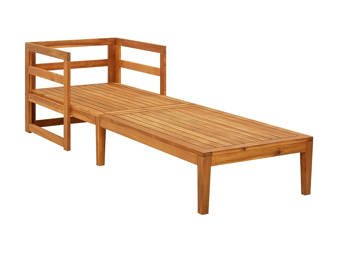 Chaise longue avec coussins blanc crème Bois d'acacia solide