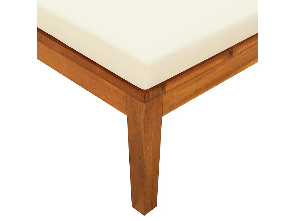 Chaise longue avec coussins blanc crème Bois d'acacia solide