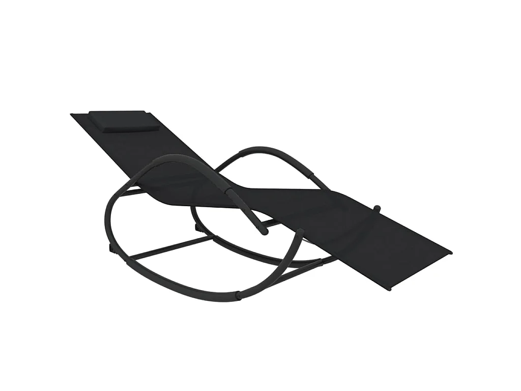 Schaukelstühle, 2 Stück, schwarzer Stahl und Textilene