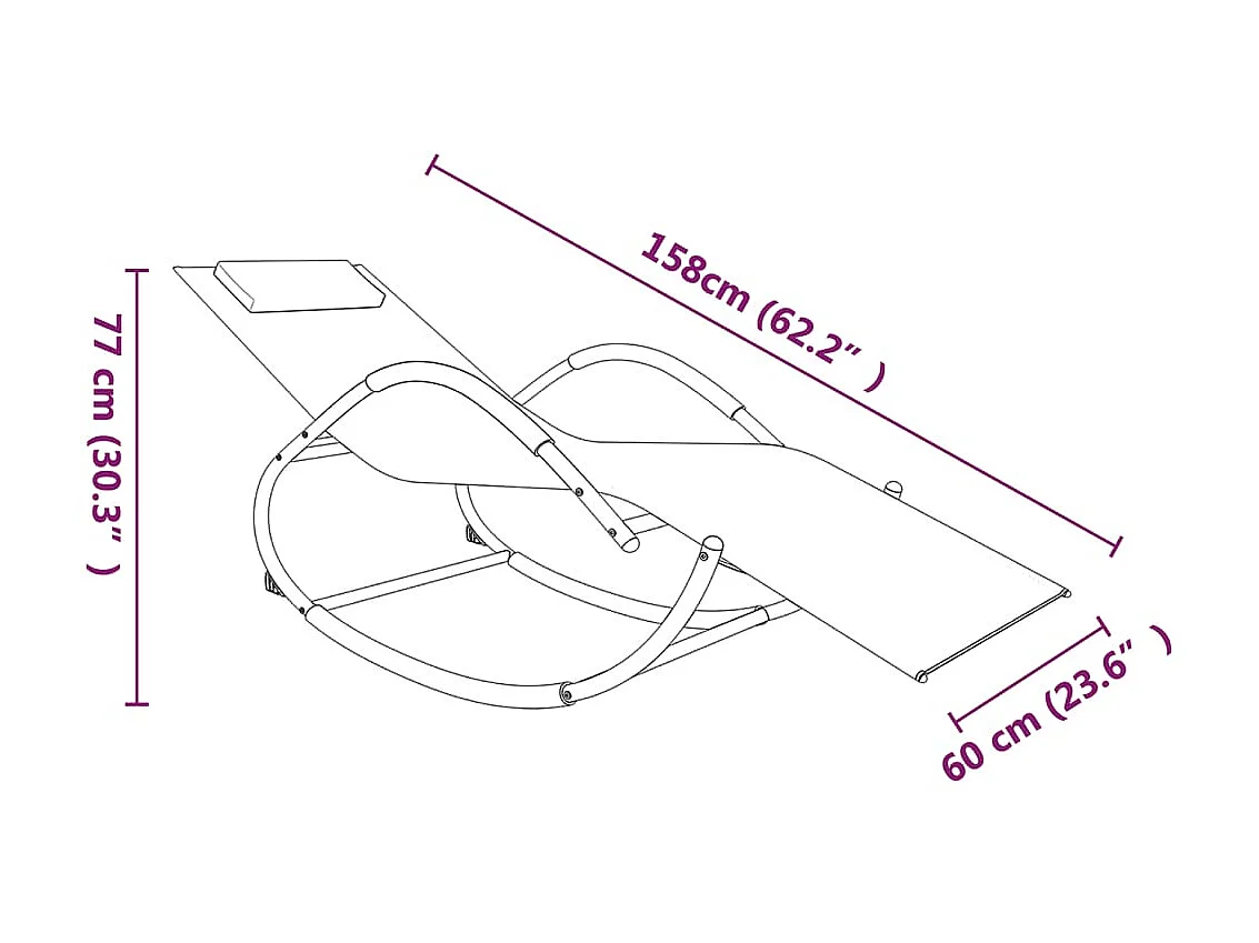 Schaukelstühle, 2 Stück, schwarzer Stahl und Textilene