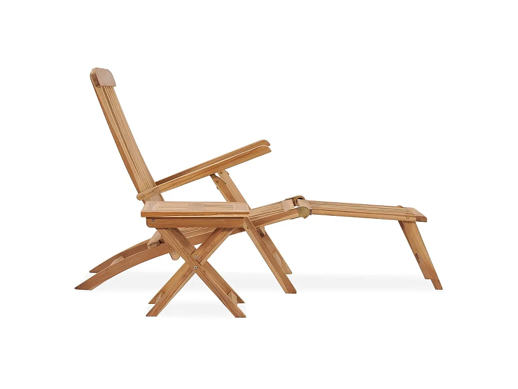 Chaise longue de jardin avec repose-pied et table Bois de teck