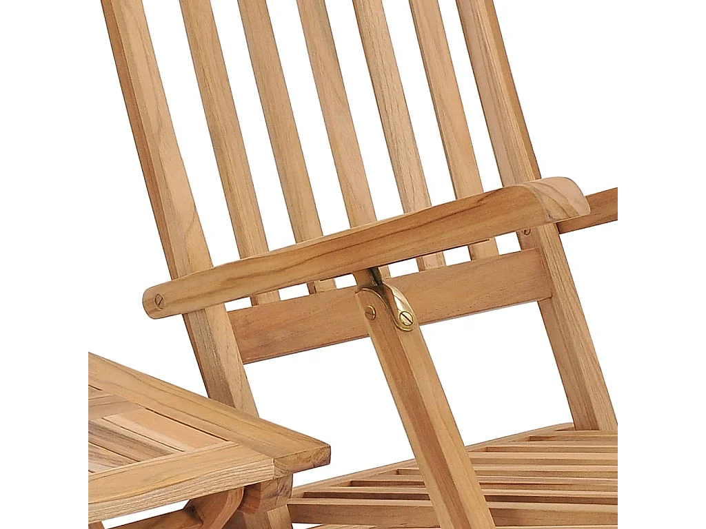 Chaise longue de jardin avec repose-pied et table Bois de teck