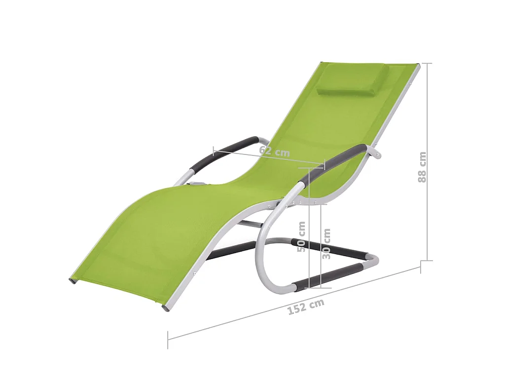 Loungesessel mit Kissen Aluminium und Textilene Grün