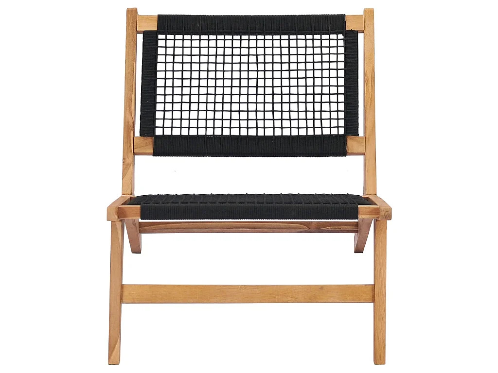 Chaise longue avec repose-pied Bois de teck solide et corde