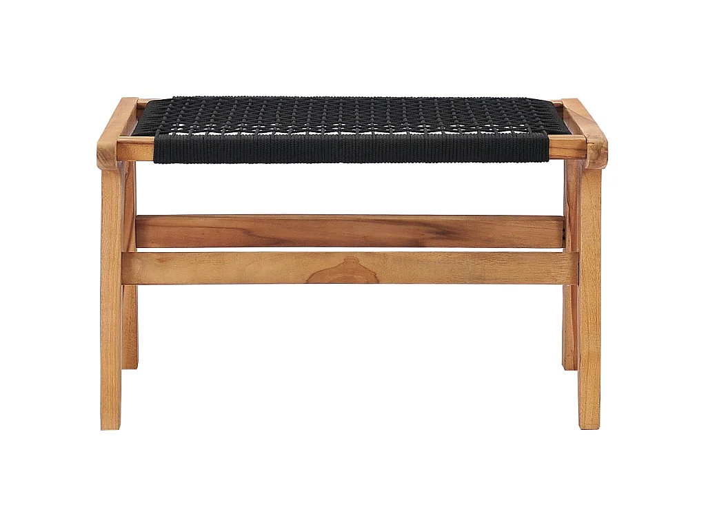 Chaise longue avec repose-pied Bois de teck solide et corde