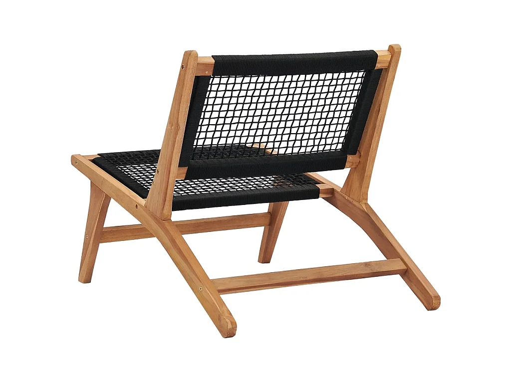 Chaise longue avec repose-pied Bois de teck solide et corde