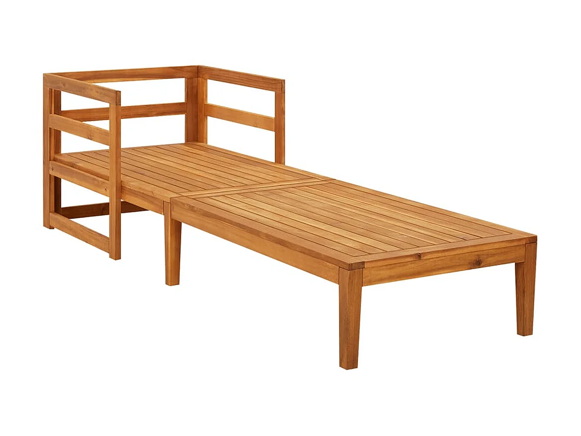 Poltrona lounge con cuscini grigio scuro. Legno massello di acacia