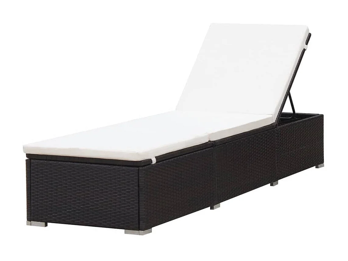 Chaise longue avec coussin Résine tressée Marron