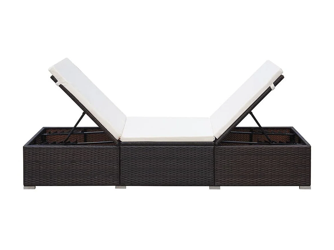 Chaise longue avec coussin Résine tressée Marron