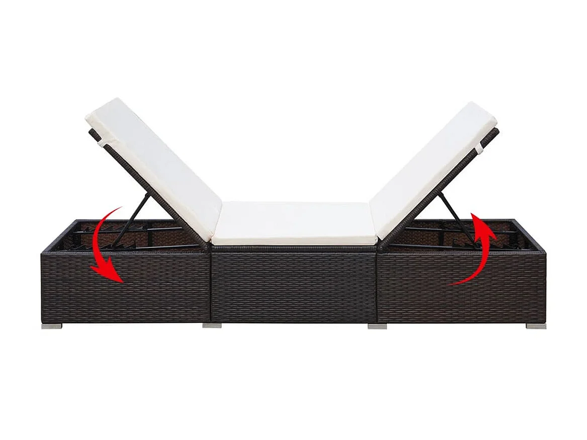 Chaise longue avec coussin Résine tressée Marron