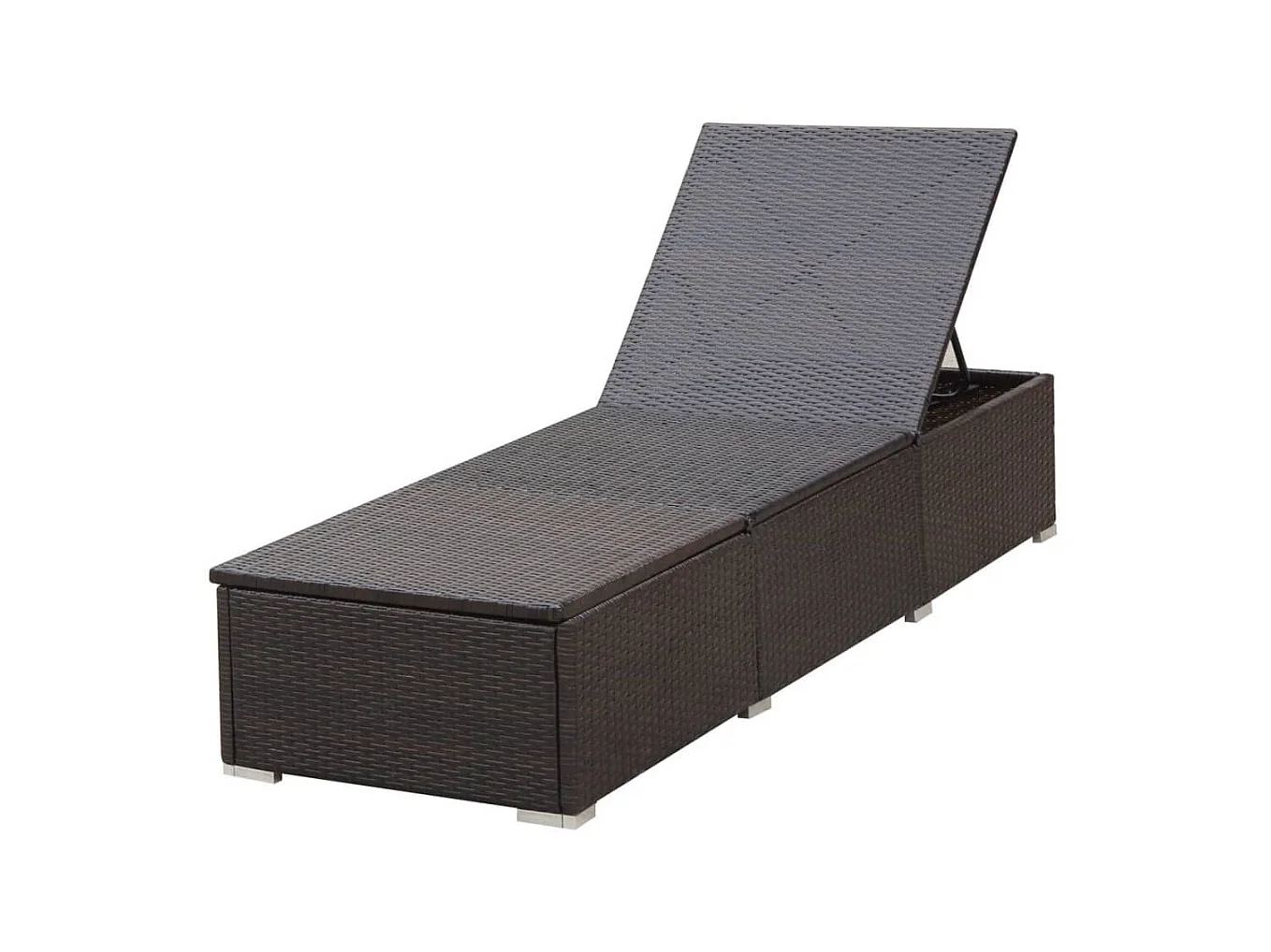 Chaise longue avec coussin Résine tressée Marron