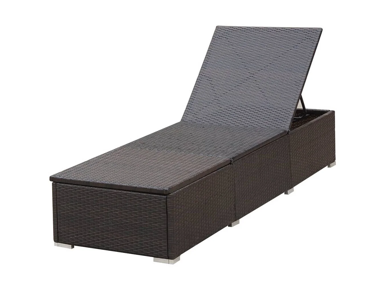 Chaise longue avec coussin Résine tressée Marron