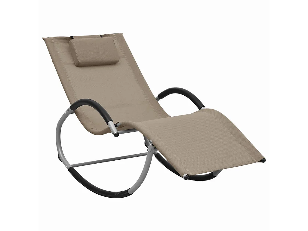 Chaise longue avec oreiller Taupe Textilène