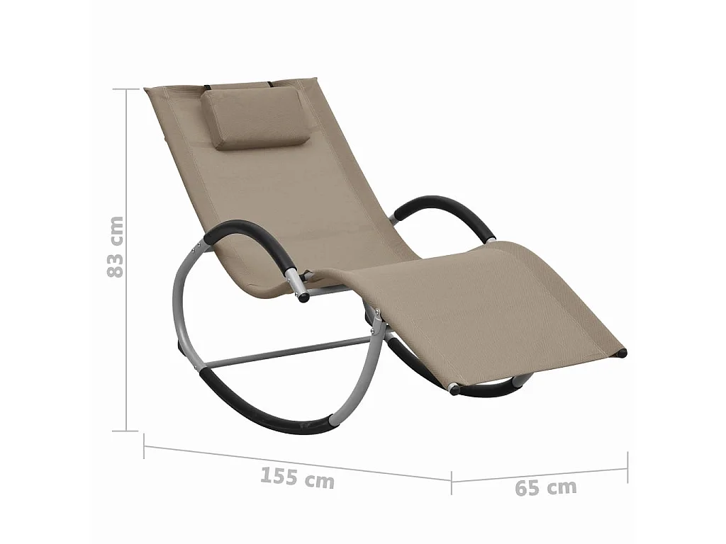 Chaise longue avec oreiller Taupe Textilène