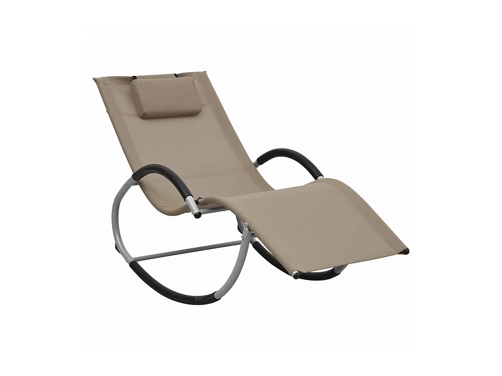 Chaise longue avec oreiller Taupe Textilène