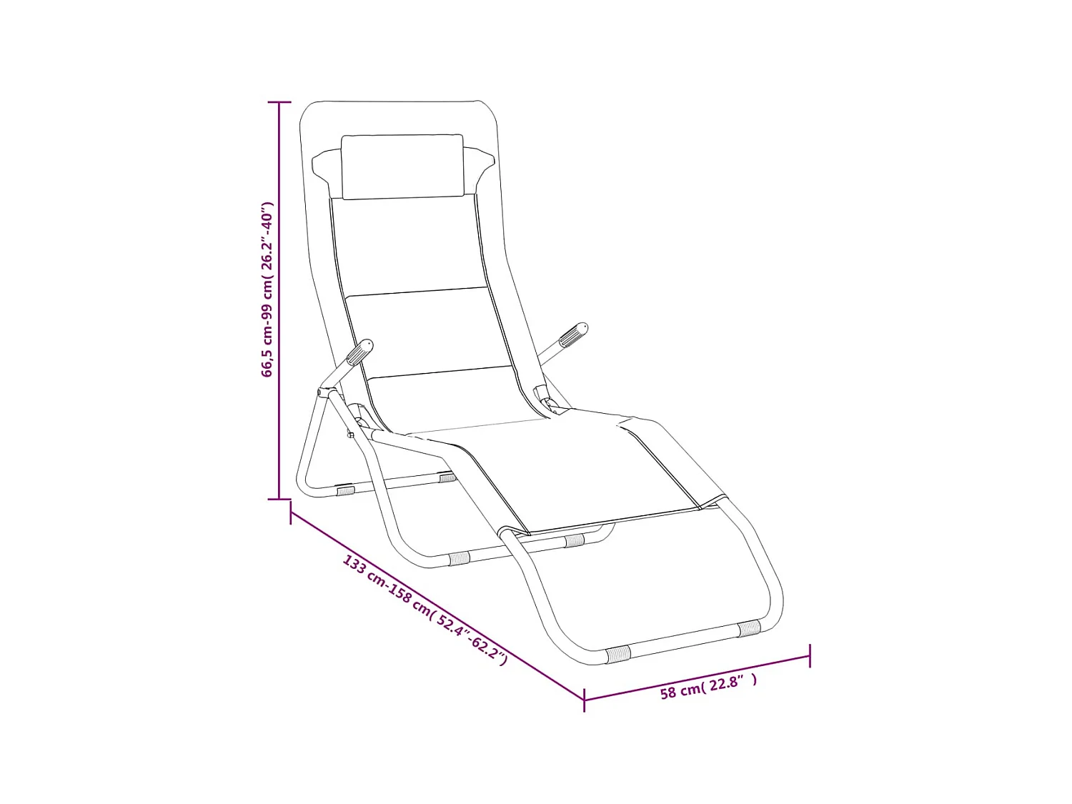 Opvouwbare ligstoelen 2 stuks crème textiel en staal