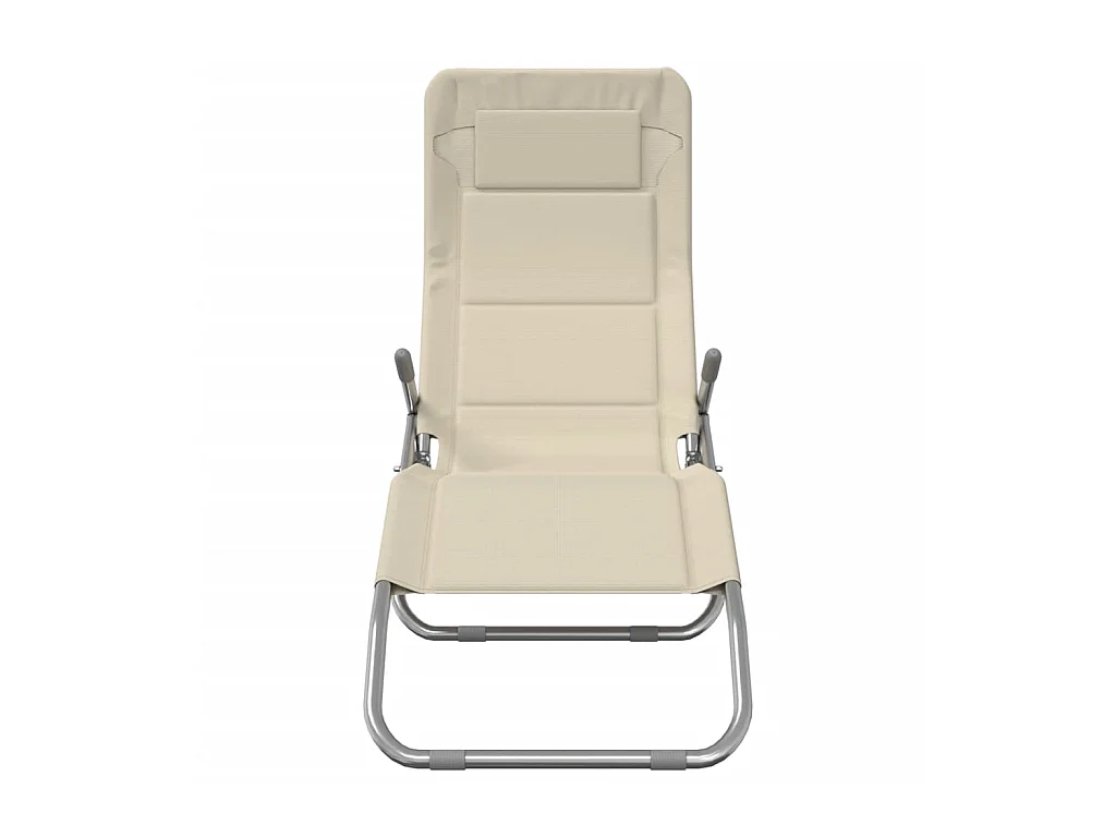 Opvouwbare ligstoelen 2 stuks crème textiel en staal
