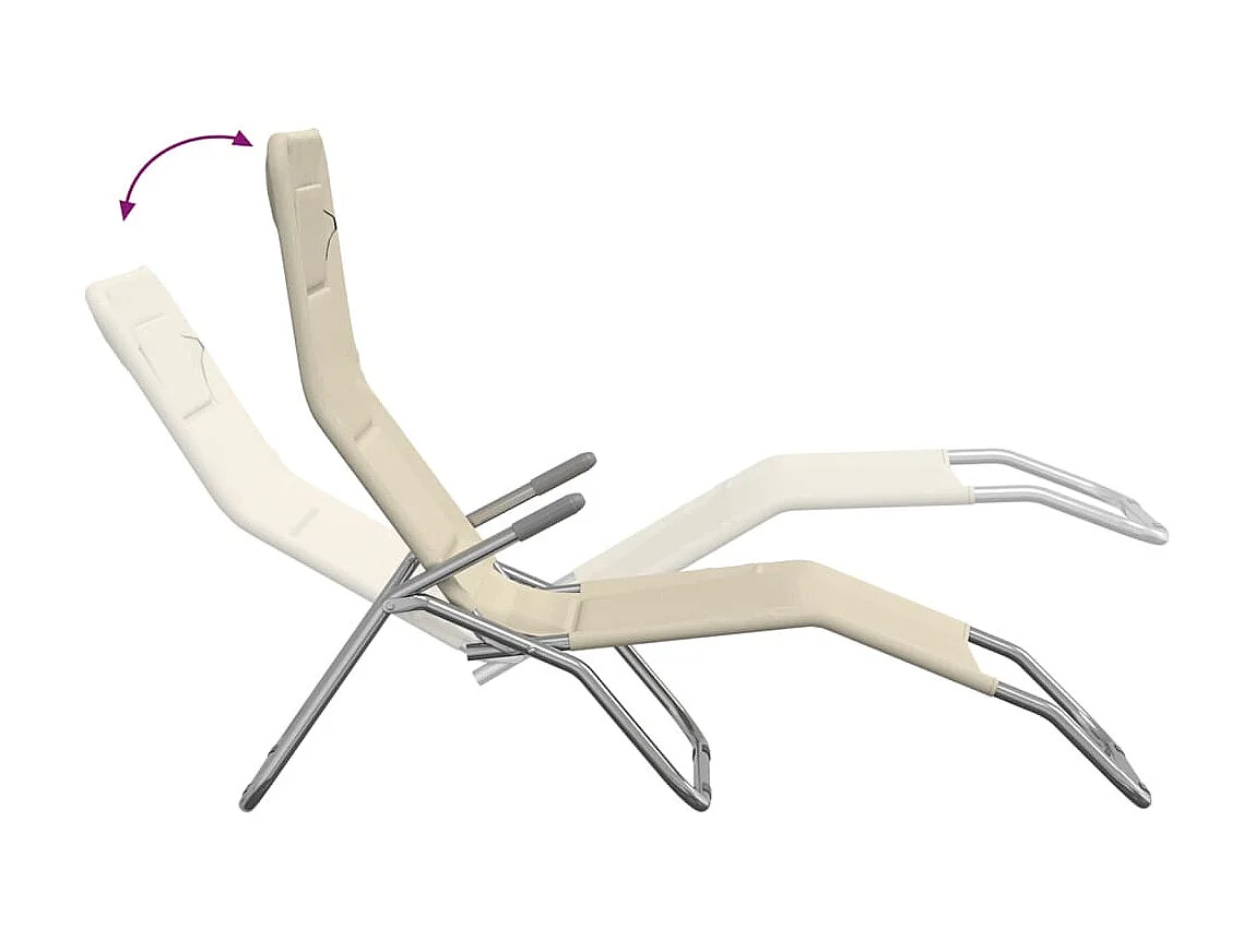 Opvouwbare ligstoelen 2 stuks crème textiel en staal