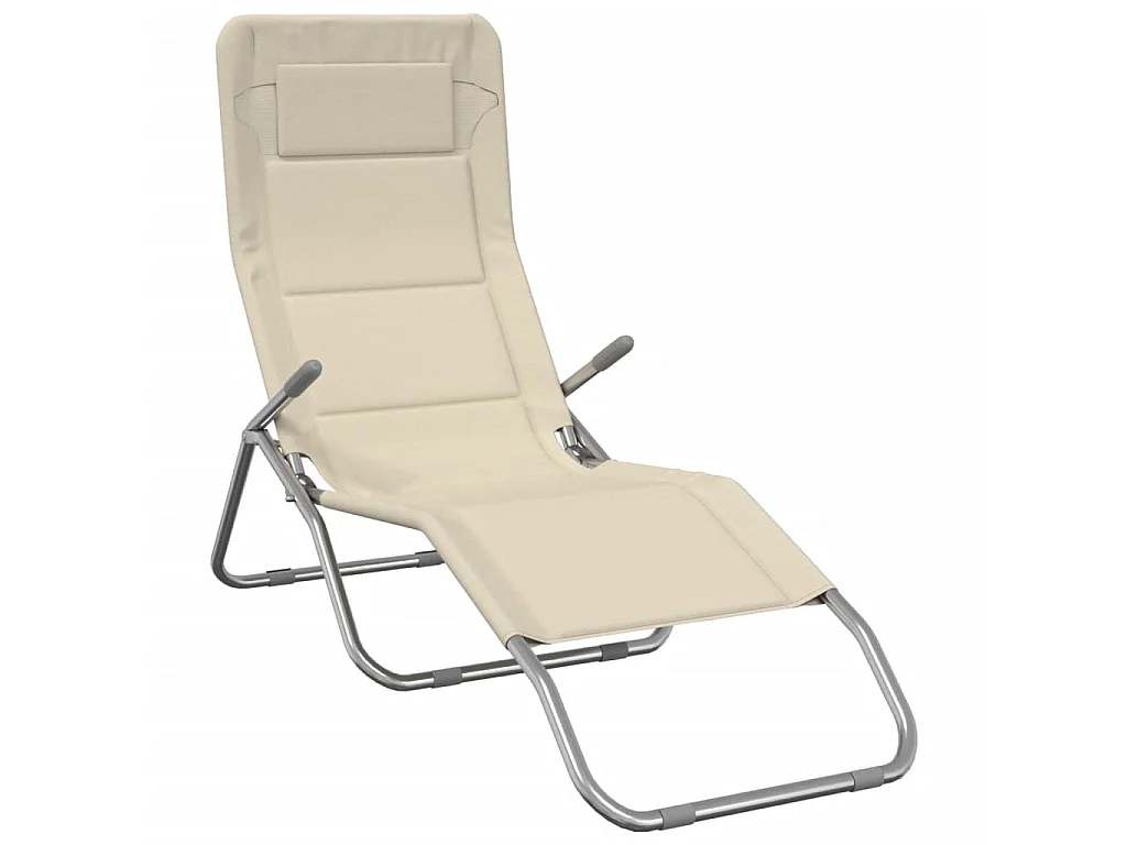 Chaises longues pliables 2 pcs crème textilène et acier