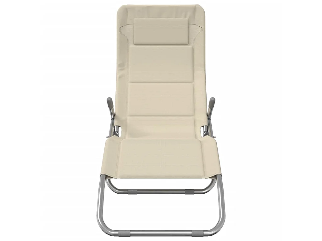 Chaises longues pliables 2 pcs crème textilène et acier