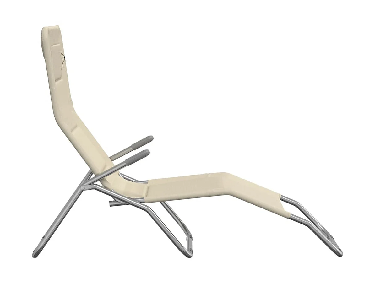 Chaises longues pliables 2 pcs crème textilène et acier