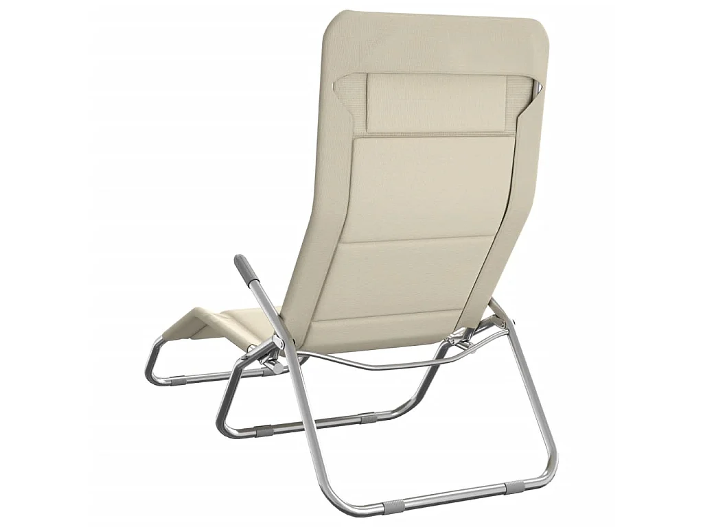 Chaises longues pliables 2 pcs crème textilène et acier