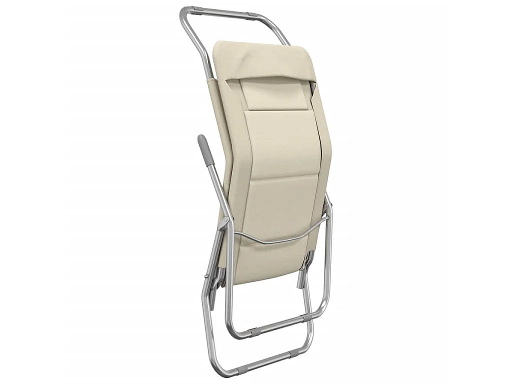 Chaises longues pliables 2 pcs crème textilène et acier