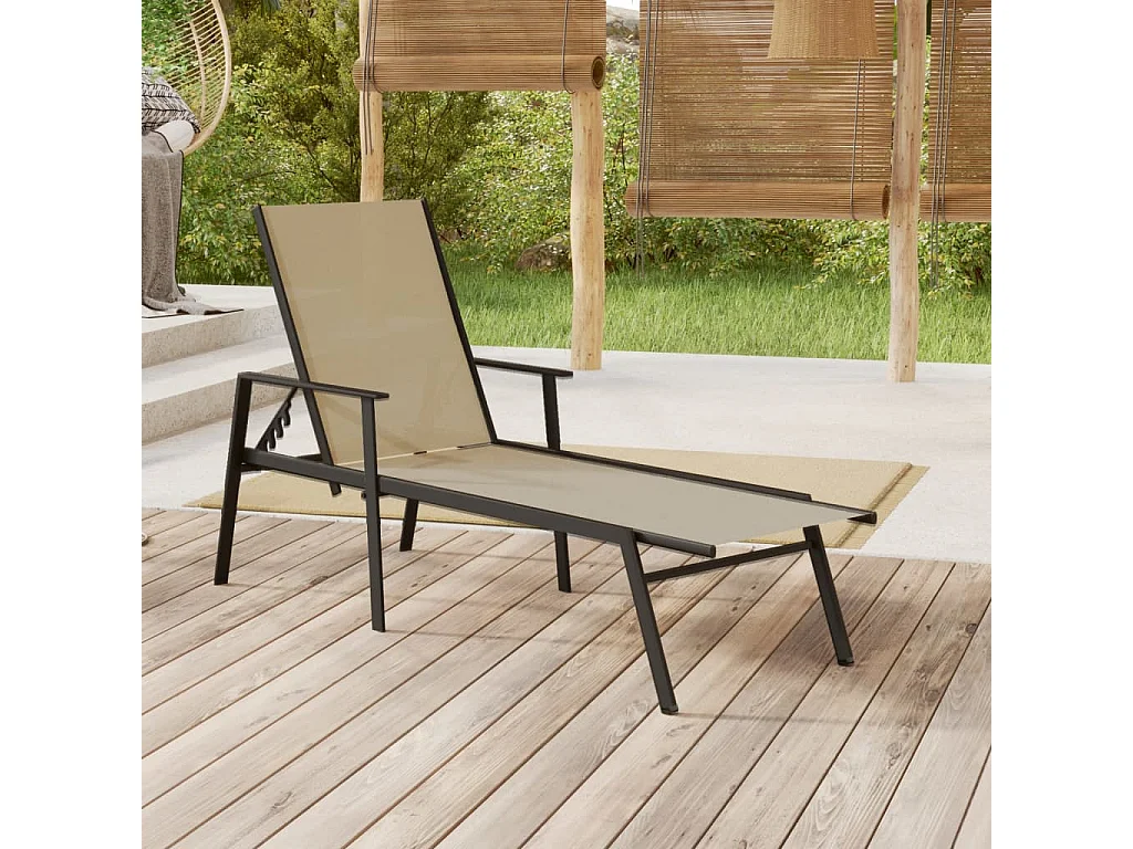 Chaise longue Acier et tissu textilène crème