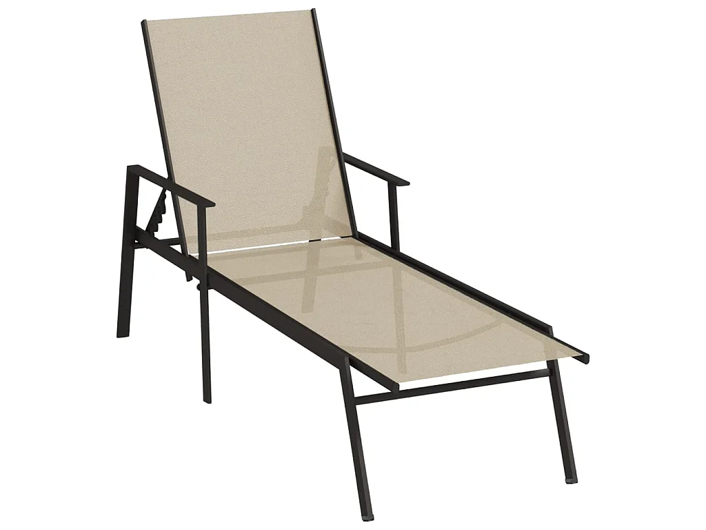 Chaise longue Acier et tissu textilène crème