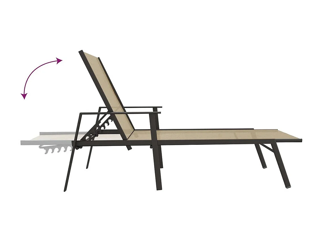 Chaise longue Acier et tissu textilène crème