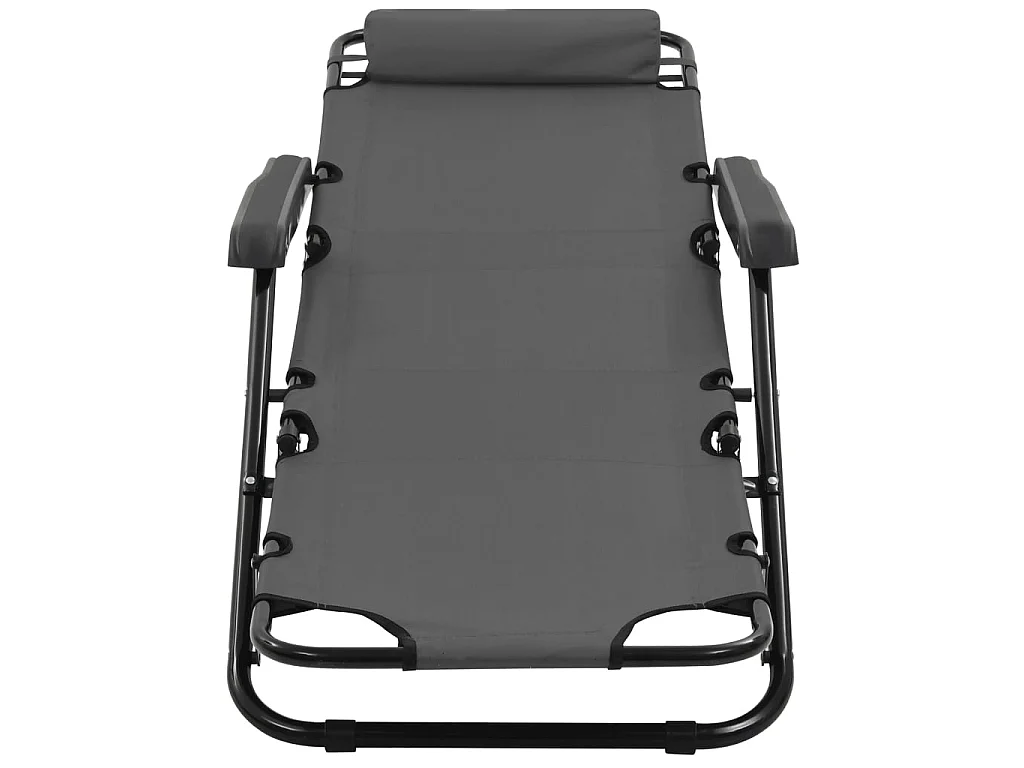 Chaises longues pliables 2 pcs avec repose-pied Acier Gris