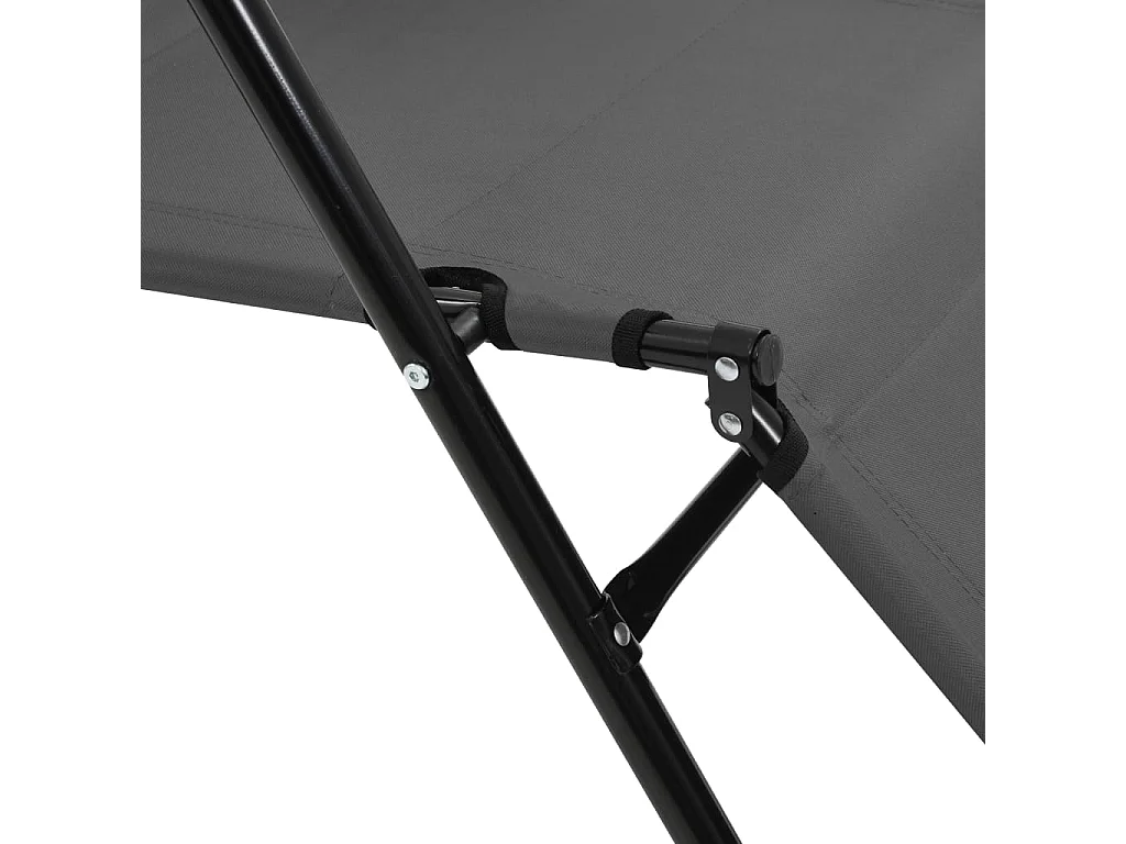 Chaises longues pliables 2 pcs avec repose-pied Acier Gris
